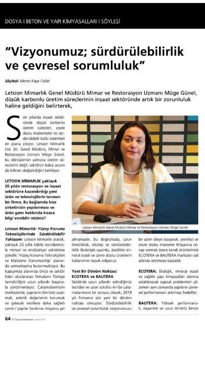 ST İNŞAAT DERGİSİ KASIM LETOON MİMARLIK